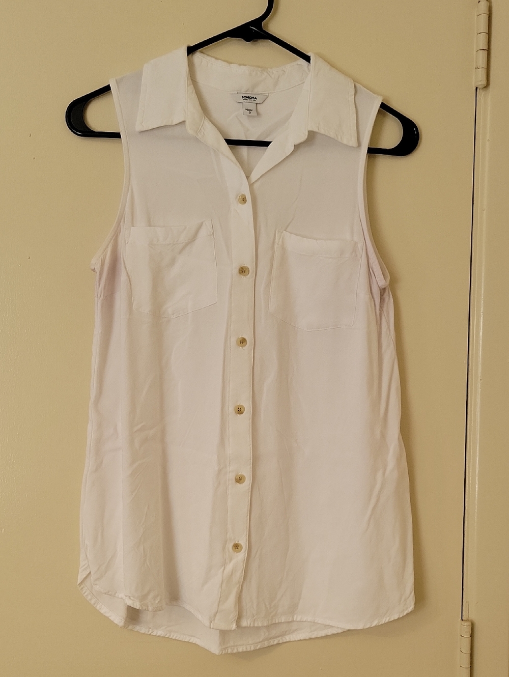 Sonoma Sleeveless Button-Front Blouse - White